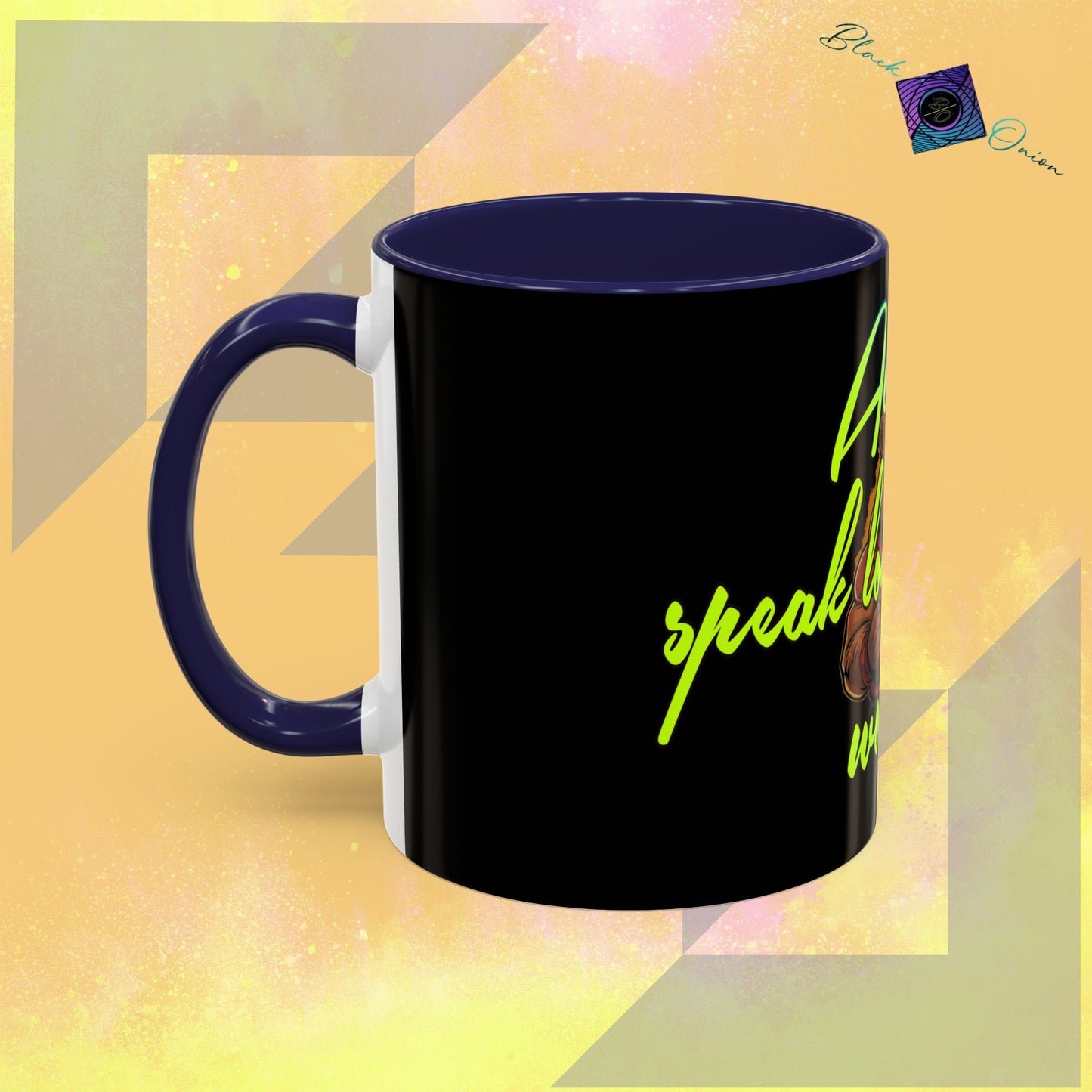 BlackOnion Coffee Mug - 11oz with Workout Motif ‘Actions speak lauder than words’🔥💪🫵