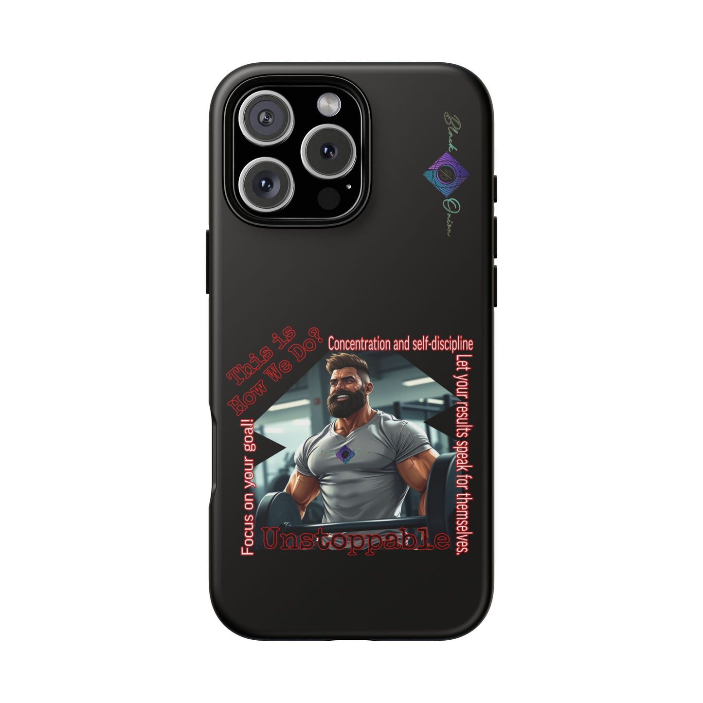 BlackOnion Brand New Phone Case - with Motivational Workout Motif’Unstoppable ‘💪🔥🫵
