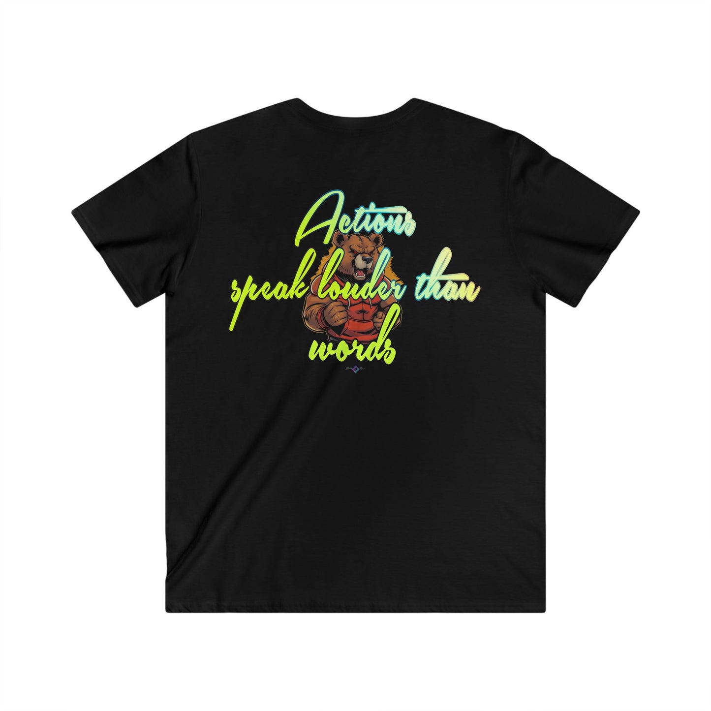 BlackOnion Men's V-Neck T-Shirt with Workout Motif ‘Actions speak lauder than words’💪🔥🫵