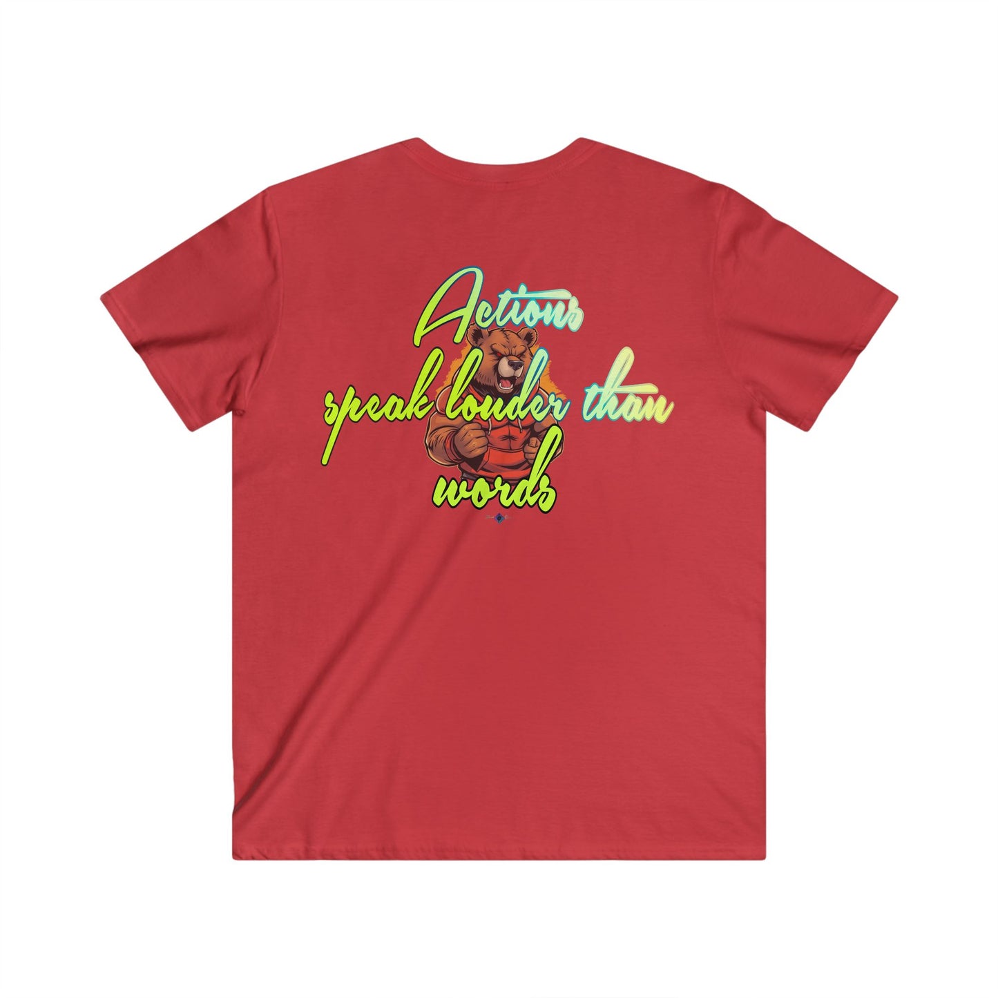 BlackOnion Men's V-Neck T-Shirt with Workout Motif ‘Actions speak lauder than words’💪🔥🫵