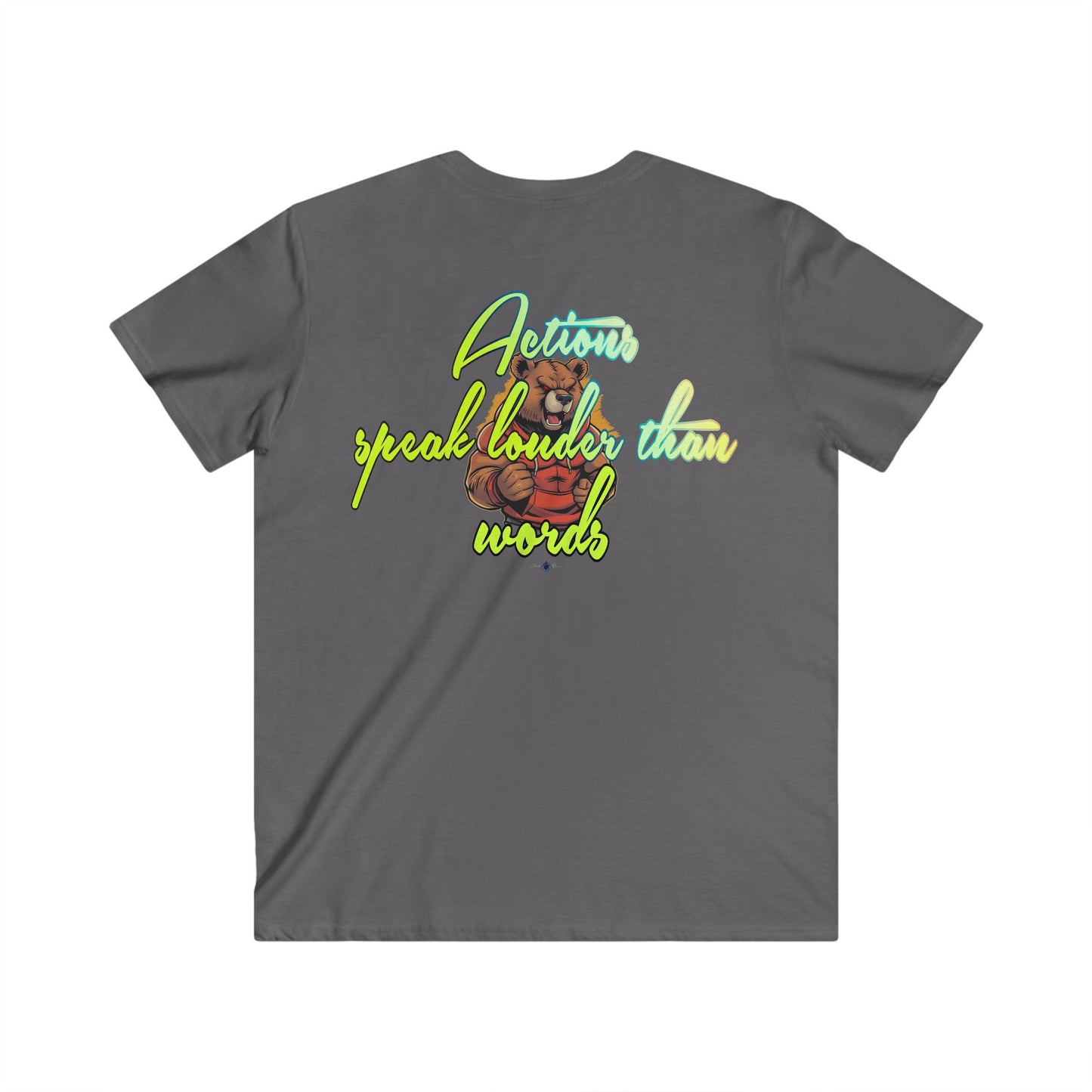 BlackOnion Men's V-Neck T-Shirt with Workout Motif ‘Actions speak lauder than words’💪🔥🫵