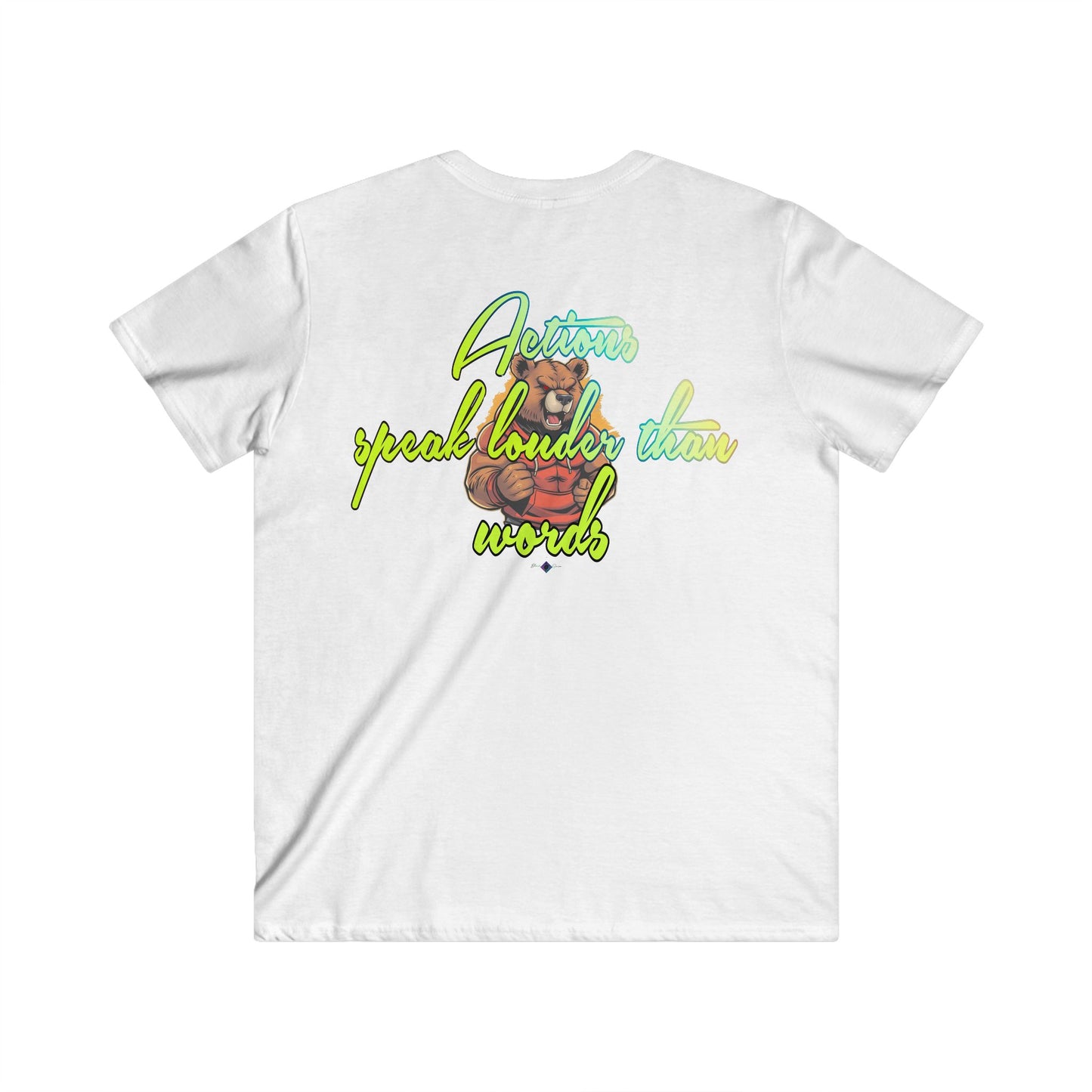 BlackOnion Men's V-Neck T-Shirt with Workout Motif ‘Actions speak lauder than words’💪🔥🫵