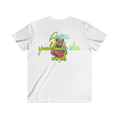 BlackOnion Men's V-Neck T-Shirt with Workout Motif ‘Actions speak lauder than words’💪🔥🫵