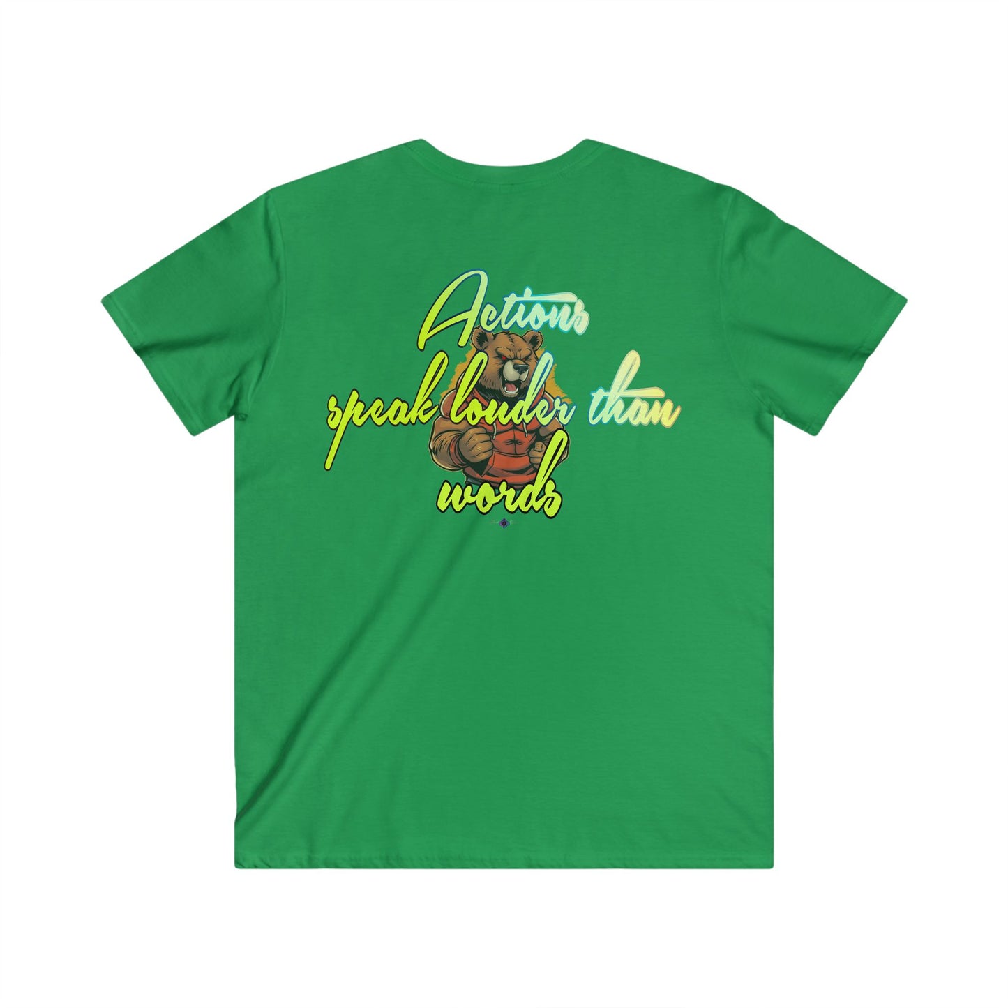 BlackOnion Men's V-Neck T-Shirt with Workout Motif ‘Actions speak lauder than words’💪🔥🫵