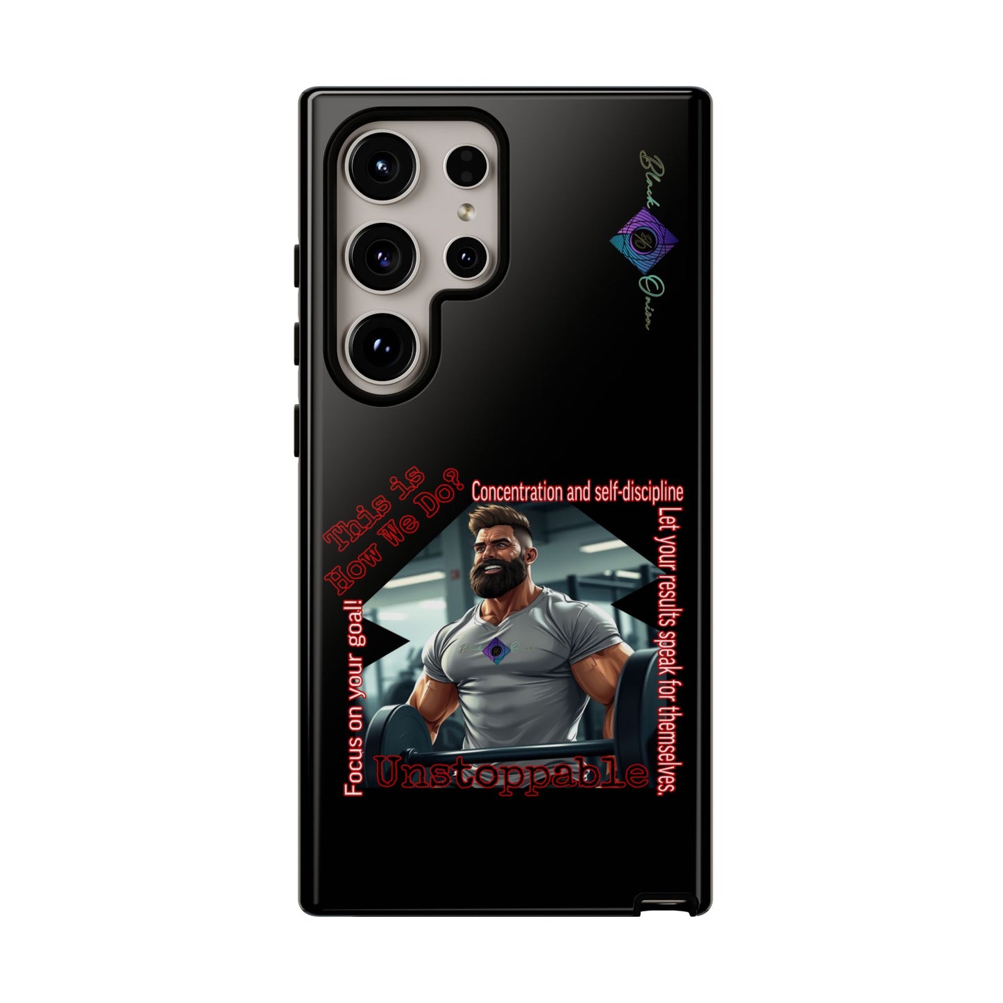 BlackOnion Brand New Phone Case - with Motivational Workout Motif’Unstoppable ‘💪🔥🫵