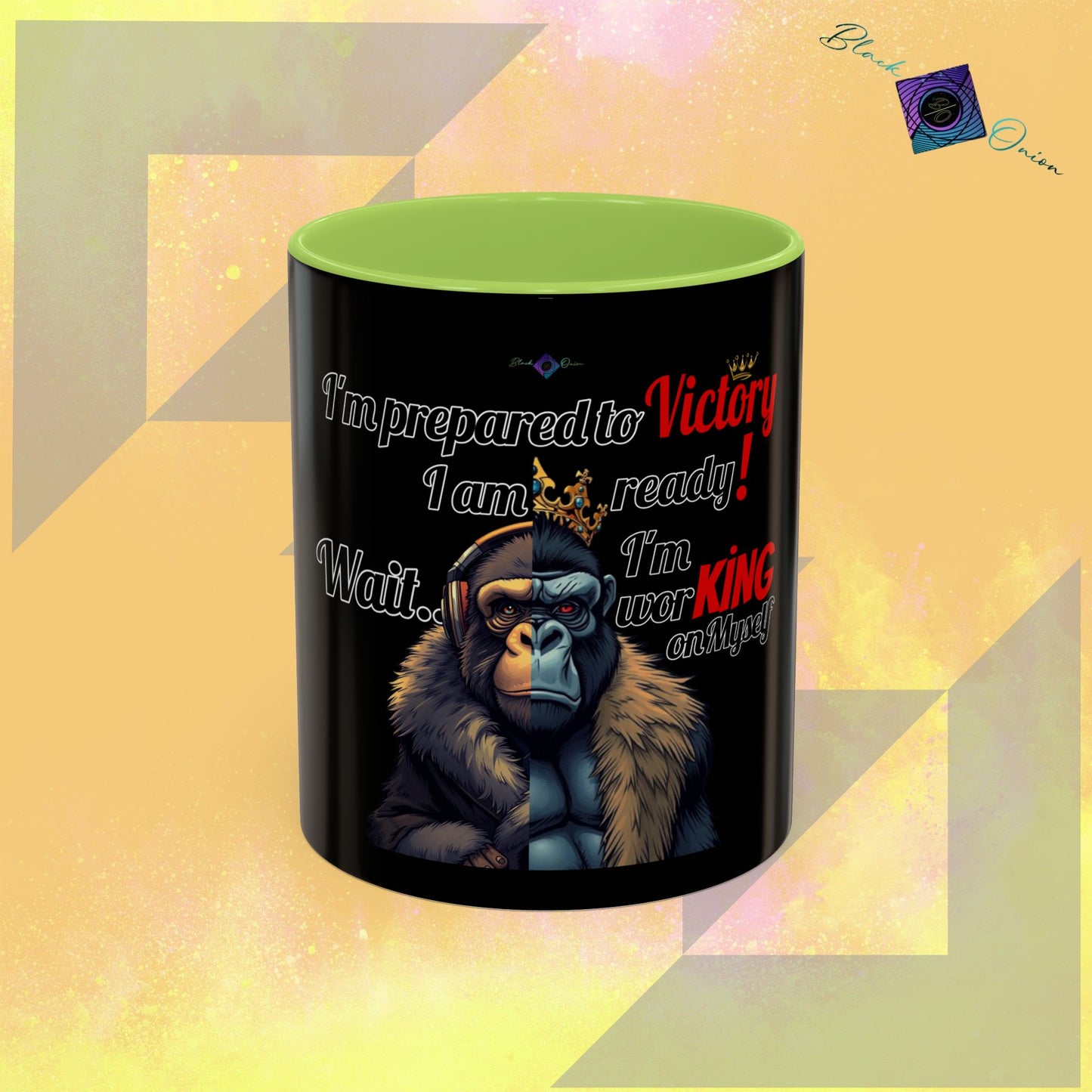 BlackOnion Coffee Mug 2 with Workout Motif ‘Victory V2’🫵🔥💪