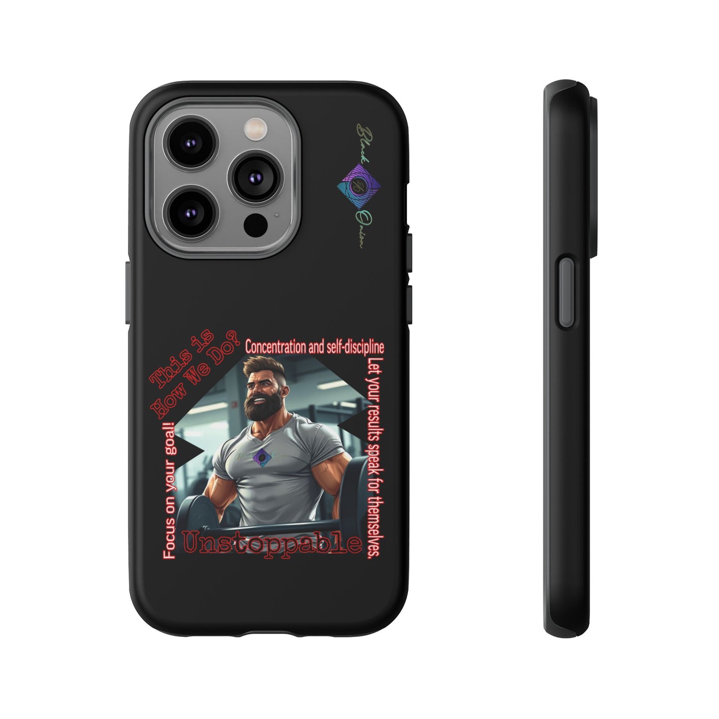 BlackOnion Brand New Phone Case - with Motivational Workout Motif’Unstoppable ‘💪🔥🫵