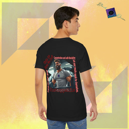 BlackOnion T-shirt with Workout Motif “Unstoppable “💪🔥🫵