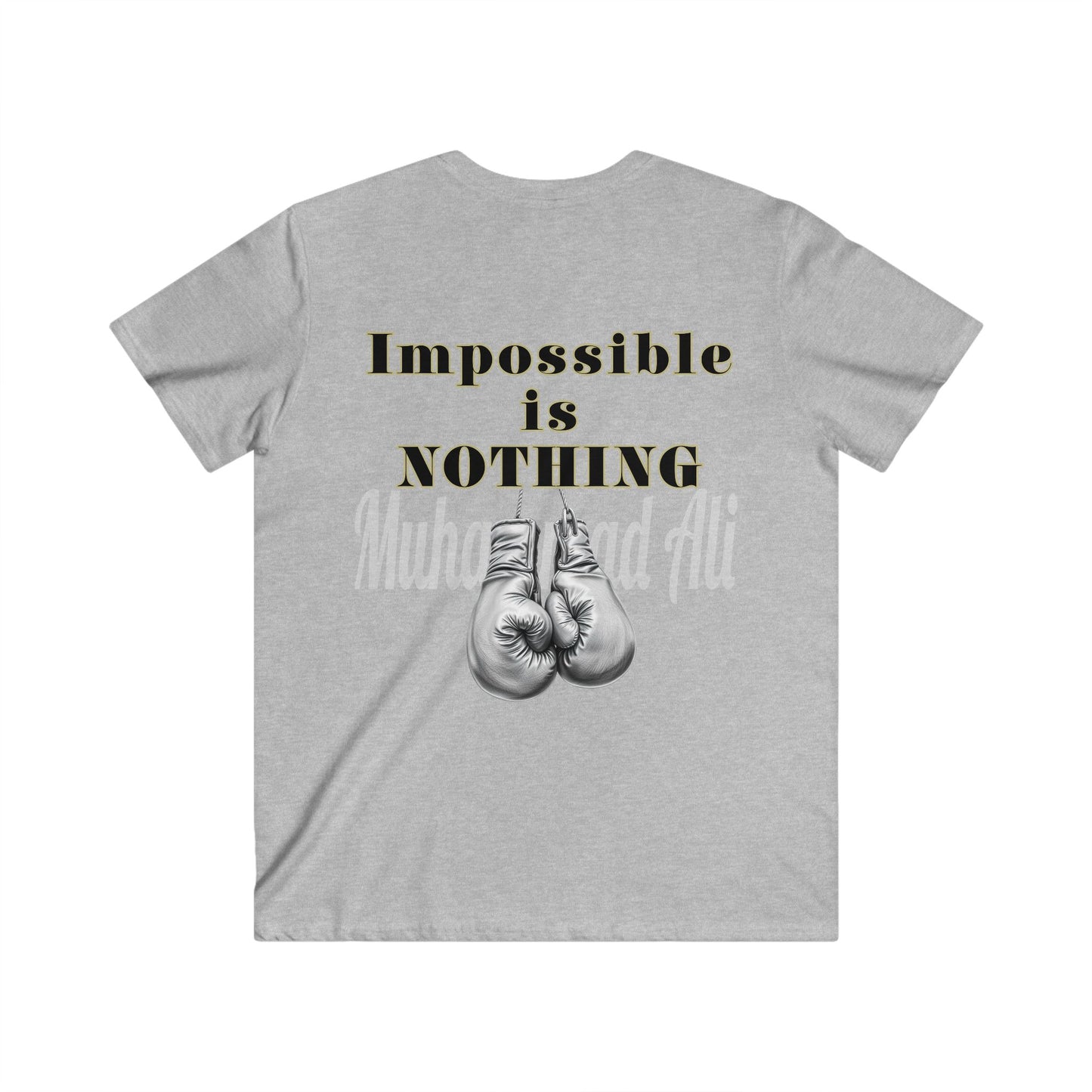 BlackOnion Men's V-Neck T-Shirt with Workout Motif ‘Impossible is Nothing’💪🔥🫵