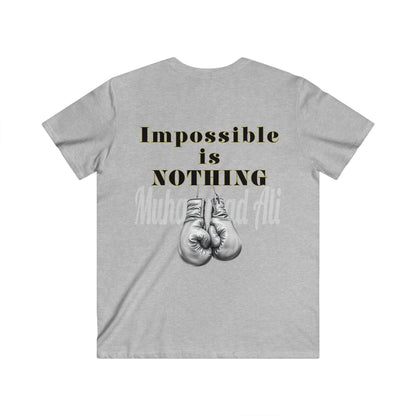 BlackOnion Men's V-Neck T-Shirt with Workout Motif ‘Impossible is Nothing’💪🔥🫵