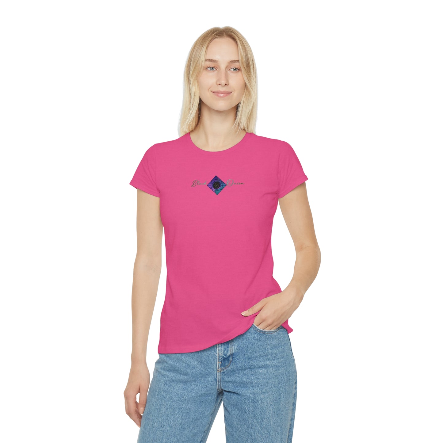 BlackOnion Women's Iconic T-Shirt - with Workout Motif 💯🌸💋