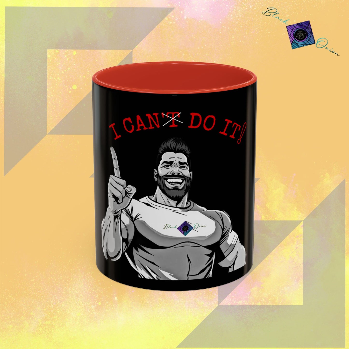 BlackOnion Coffee Mug - 11oz with Workout Motif ‘I Can Do It ’🔥💪🫵