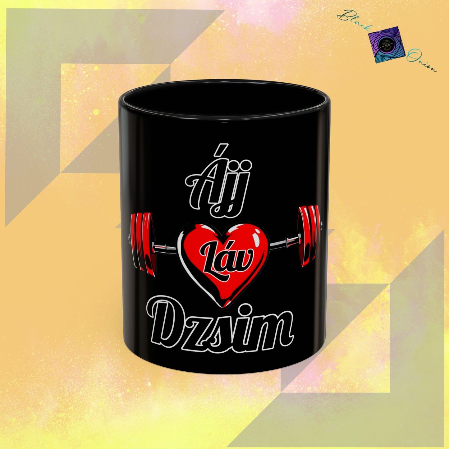 BlackOnion Coffee Mug Serial 2 with Workout Motif ‘ÁjjLávDzsim ’🫵🔥💪