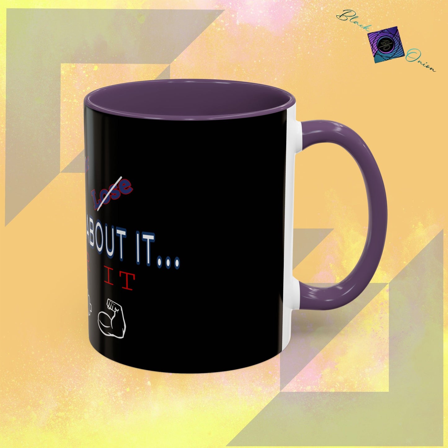 BlackOnion Coffee Mug - 11oz with workout motif ‘Don’t think about it’🔥💪🫵
