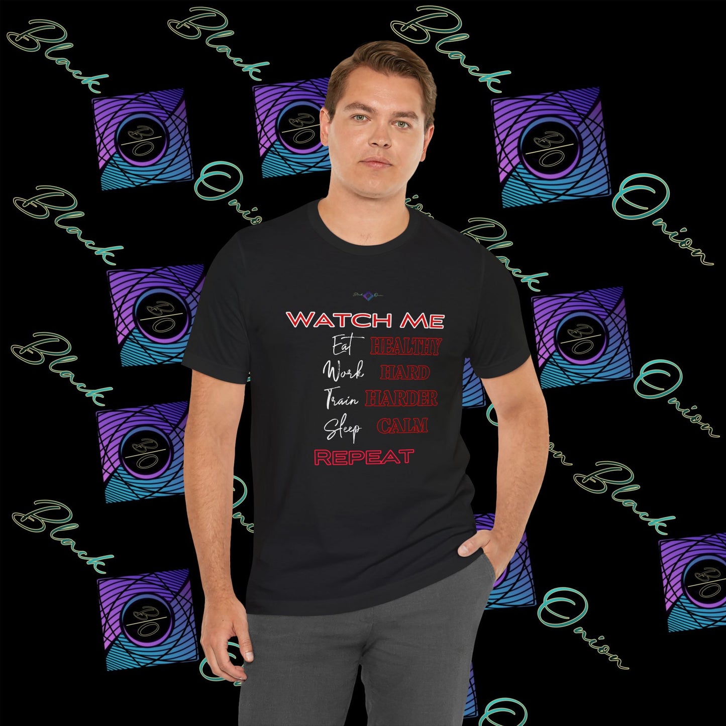 BlackOnion "Watch Me" T-Shirt with Workout Motif V4 💪🔥