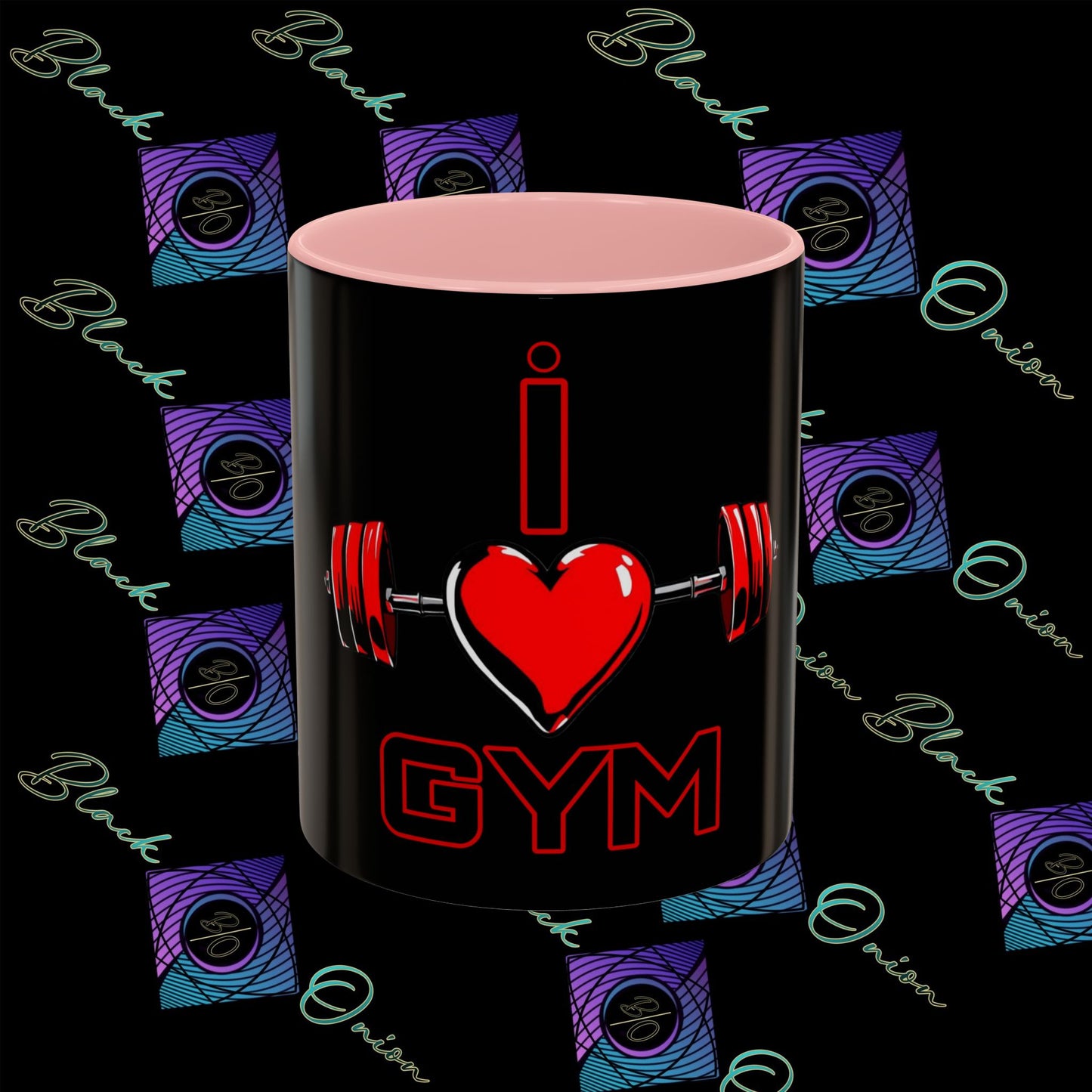 BlackOnion Coffee Mug - 11oz with Workout Motif ‘I Love Gym’🔥💪🫵