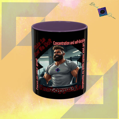 BlackOnion Coffee Mug - 11oz with Workout Motif ‘Unstoppable’🔥💪🫵