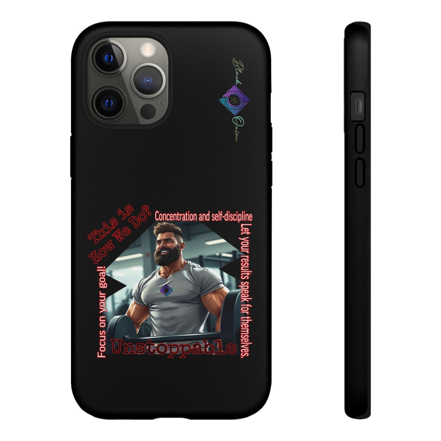 BlackOnion Brand New Phone Case - with Motivational Workout Motif’Unstoppable ‘💪🔥🫵