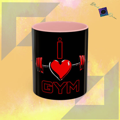 BlackOnion Coffee Mug - 11oz with Workout Motif ‘I Love Gym’🔥💪🫵