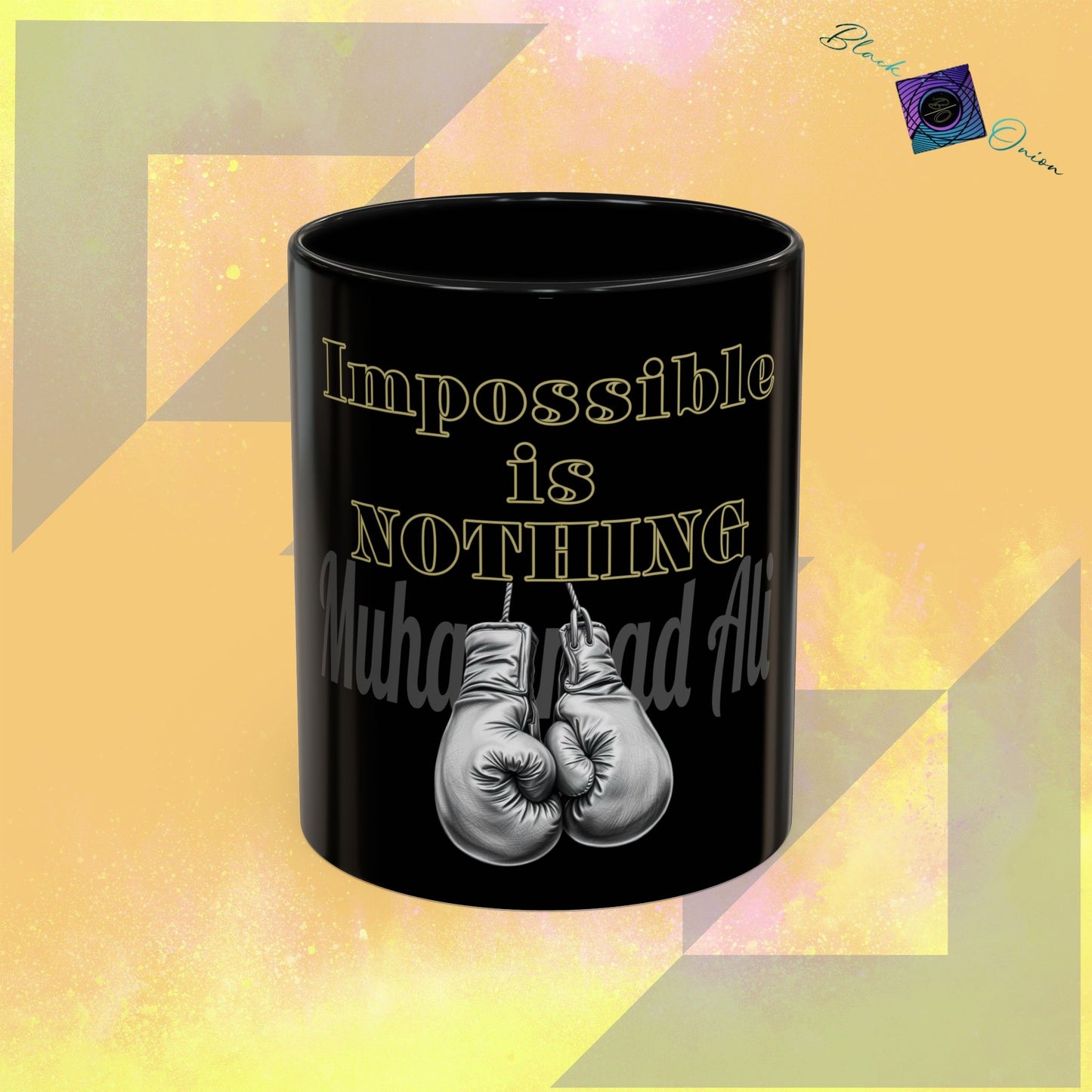 BlackOnion Coffee Mug - 11oz with Workout Motif ‘Impossible is nothing’🔥💪🫵