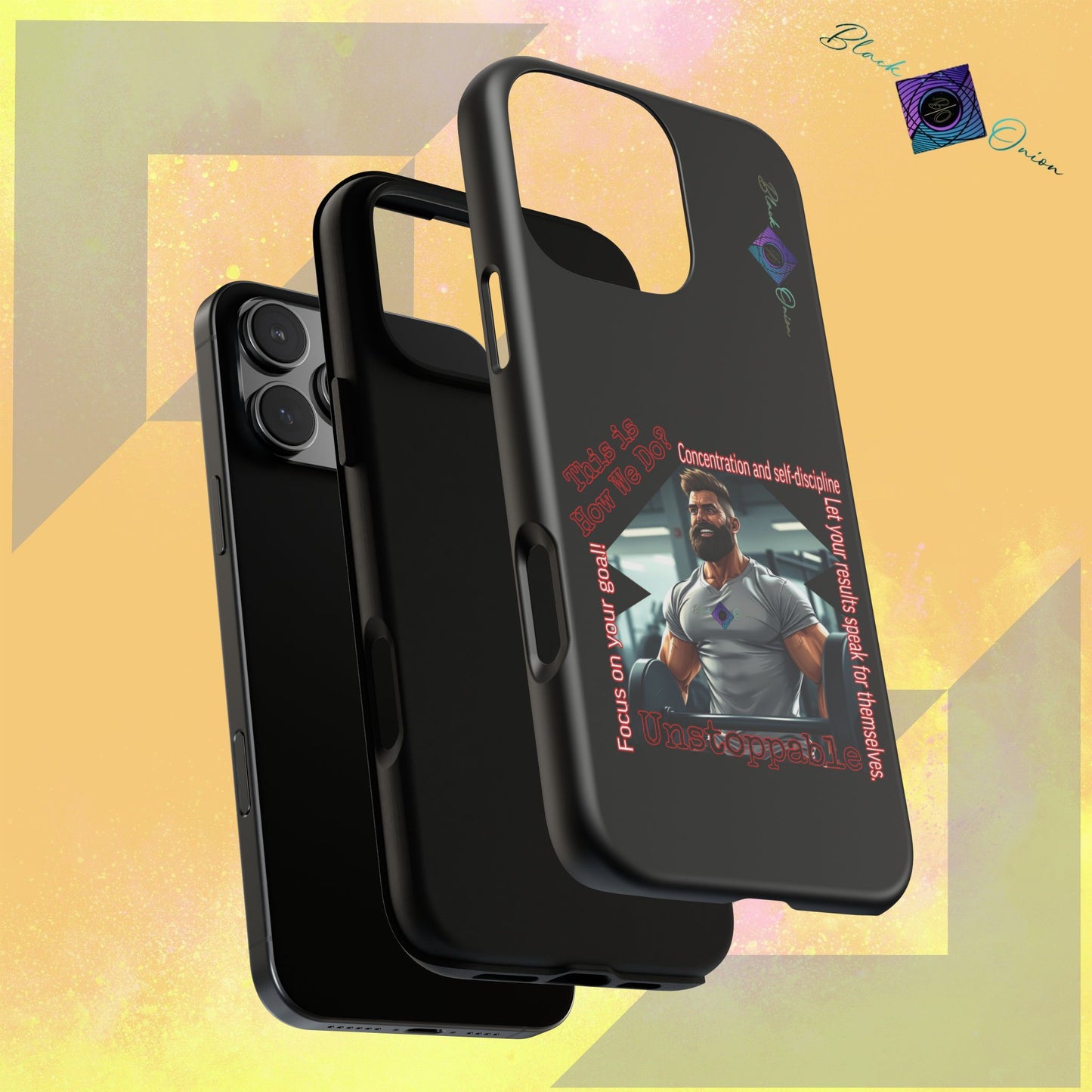 BlackOnion Brand New Phone Case - with Motivational Workout Motif’Unstoppable ‘💪🔥🫵