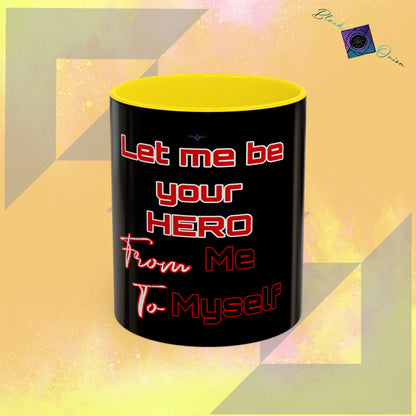 BlackOnion Coffee Mug - 11oz with Workout Motif ‘Let me be your Hero’🔥💪🫵