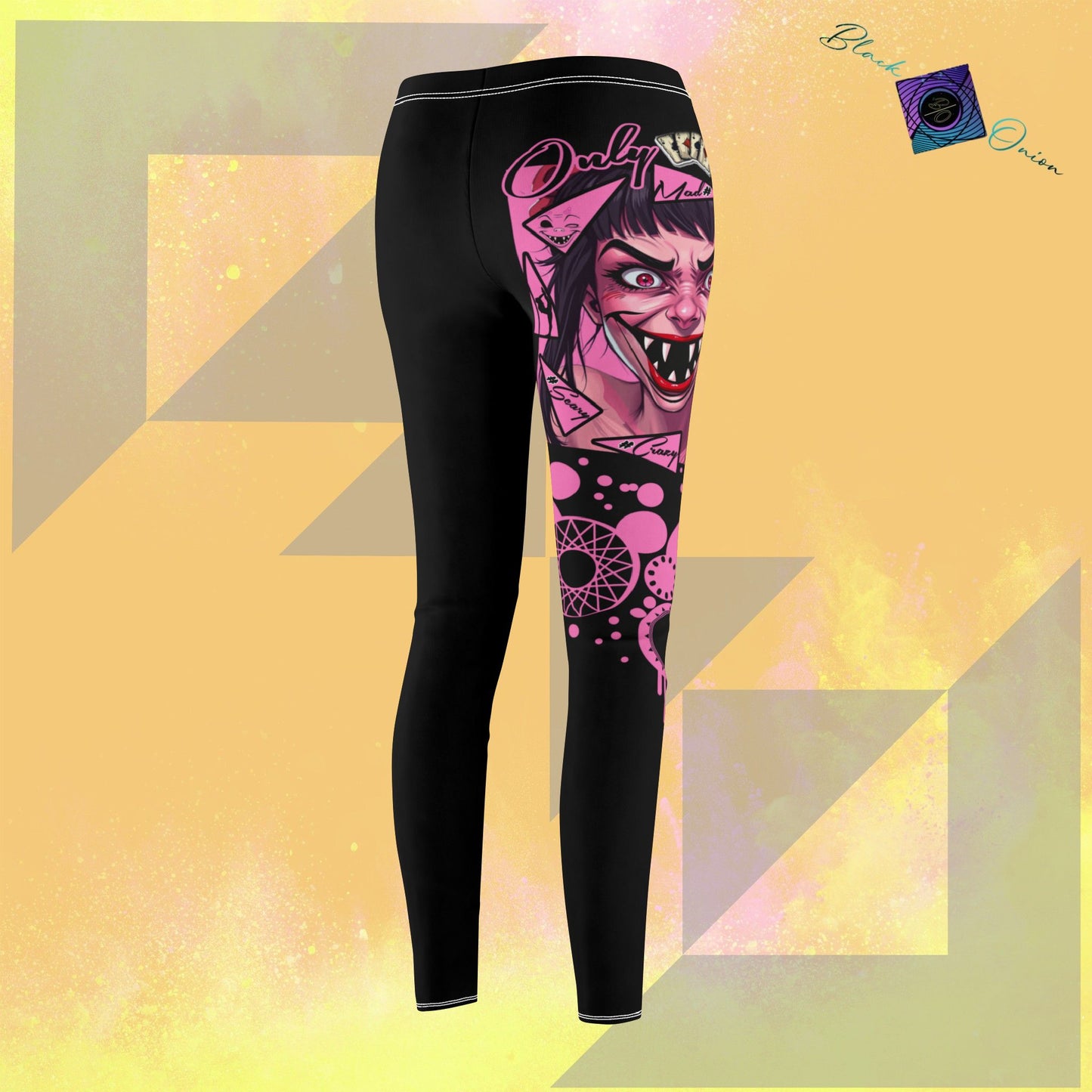 BlackOnion Stylish Women's Mid-rise Casual Leggings with OnlyGirl “ Mad Girl” Motif🌸💋❤️
