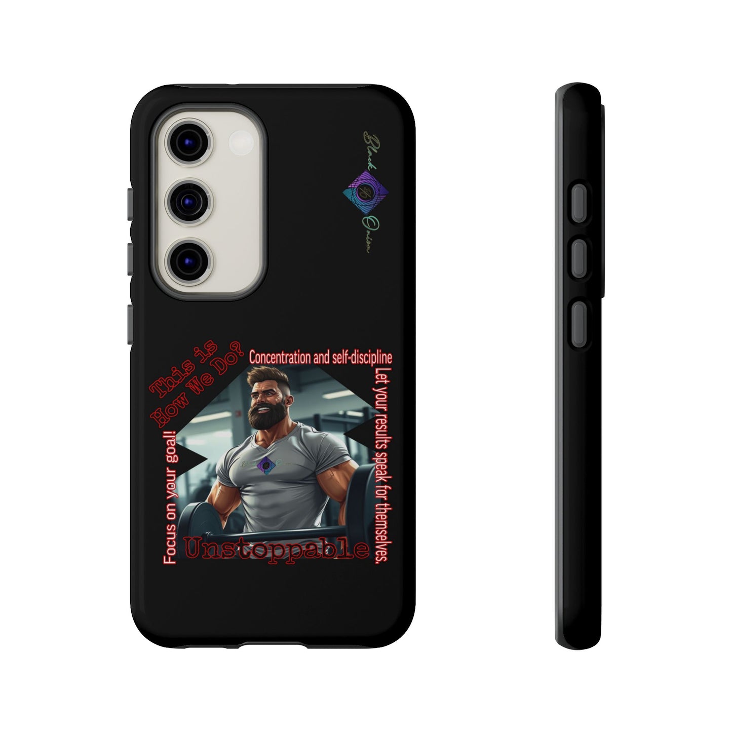 BlackOnion Brand New Phone Case - with Motivational Workout Motif’Unstoppable ‘💪🔥🫵