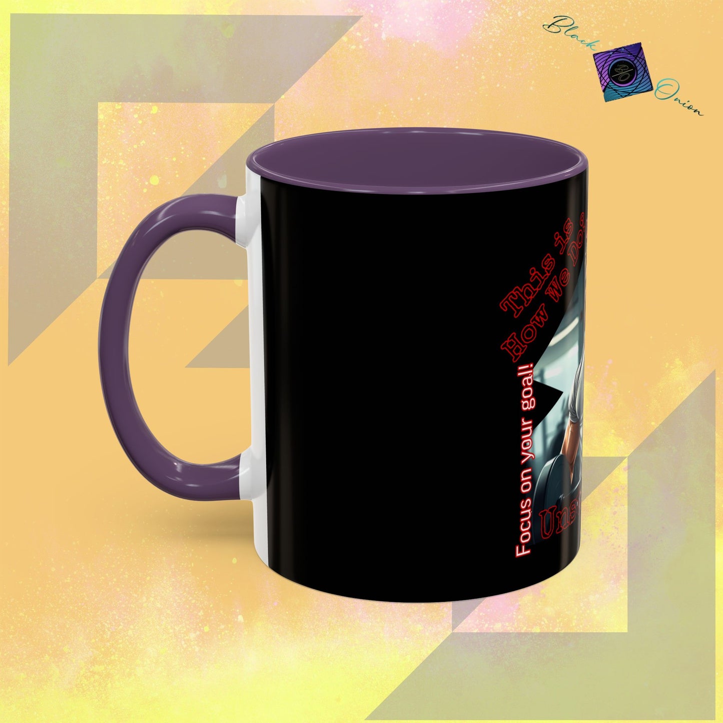 BlackOnion Coffee Mug - 11oz with Workout Motif ‘Unstoppable’🔥💪🫵