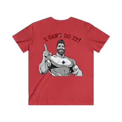 BlackOnion Men's V-Neck T-Shirt with Workout Motif ‘I Can Do It’💪🔥🫵