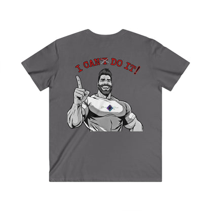 BlackOnion Men's V-Neck T-Shirt with Workout Motif ‘I Can Do It’💪🔥🫵
