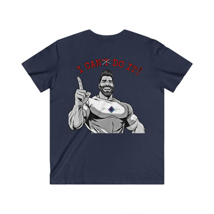 BlackOnion Men's V-Neck T-Shirt with Workout Motif ‘I Can Do It’💪🔥🫵