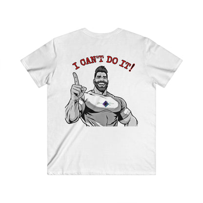 BlackOnion Men's V-Neck T-Shirt with Workout Motif ‘I Can Do It’💪🔥🫵