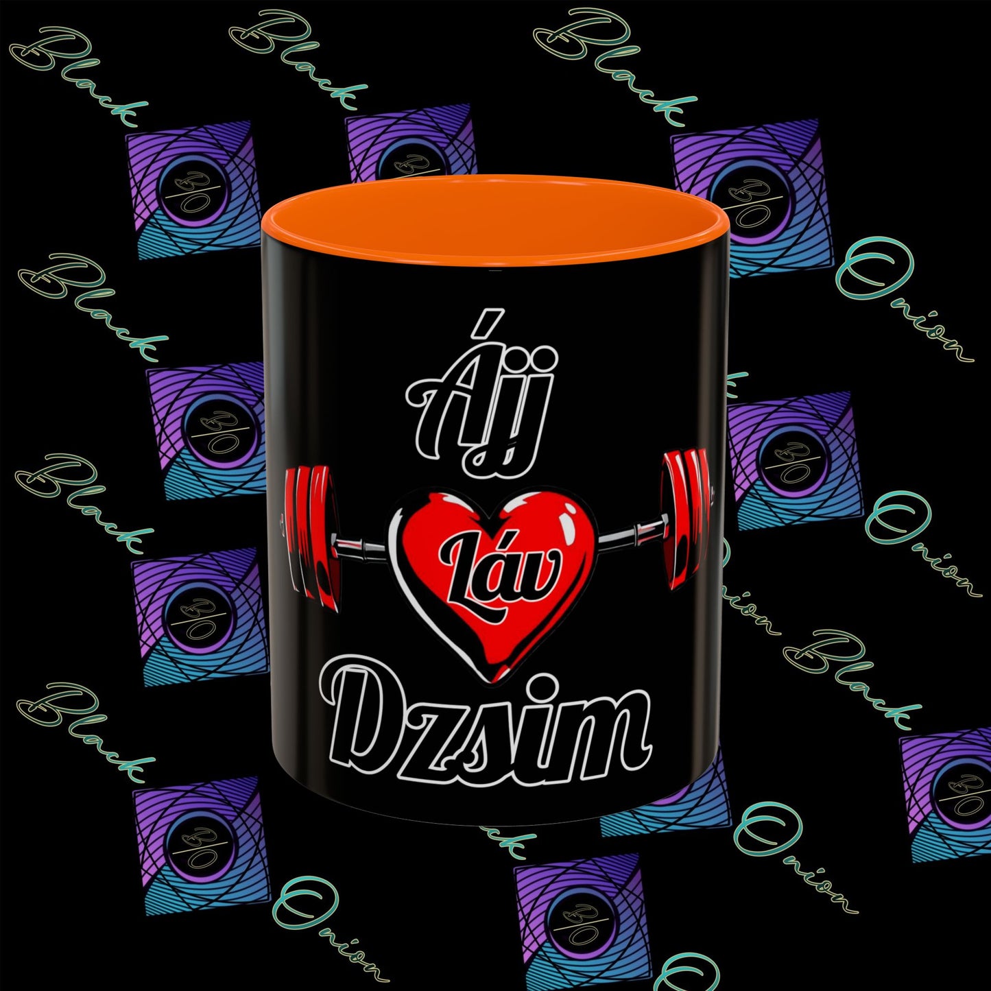 BlackOnion Coffee Mug - 11oz with Workout Motif ‘ÁjjLávDzsi’🔥💪🫵