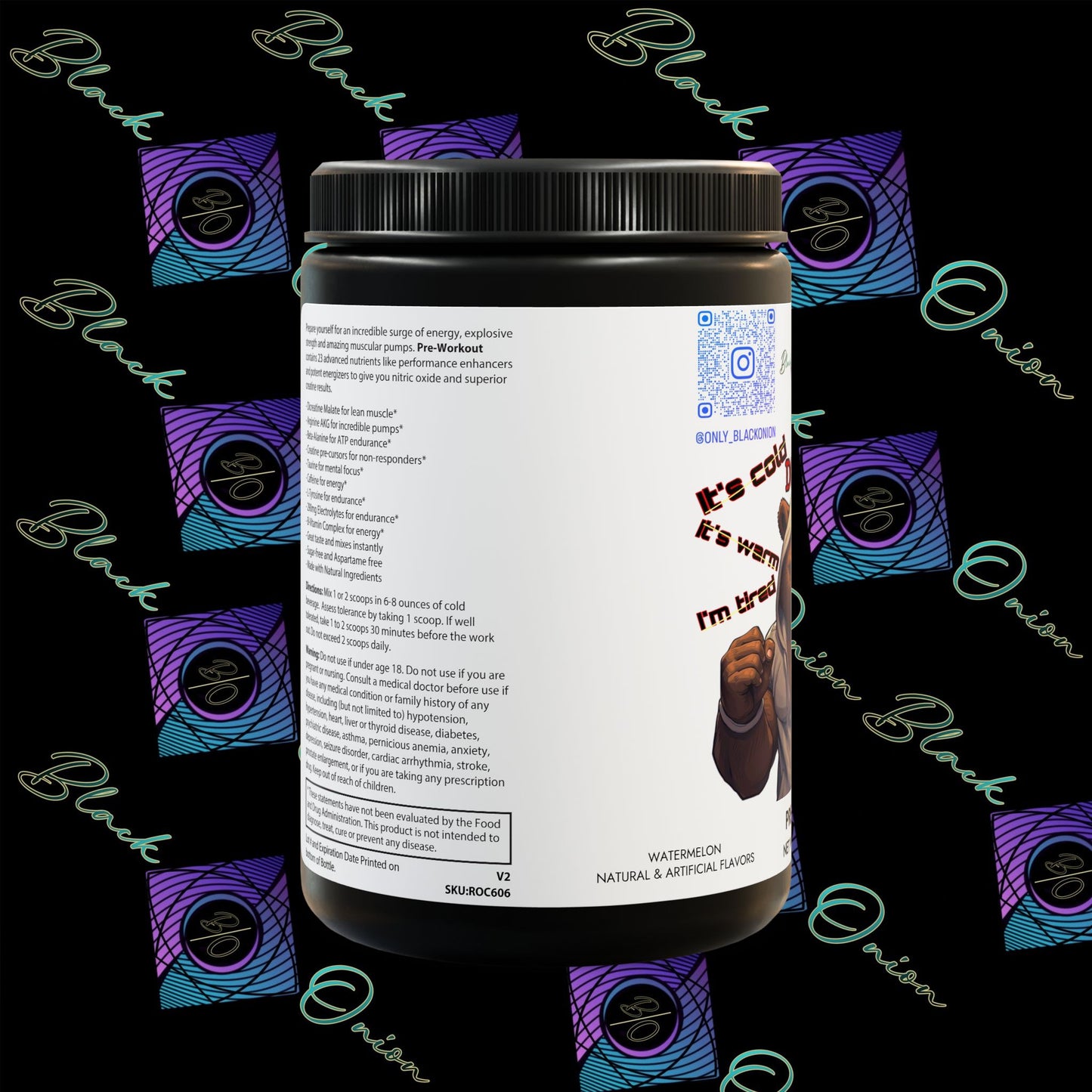 BlackOnion Pre-Workout Supplement, Watermelon (300g, 10.58oz)💪🔥