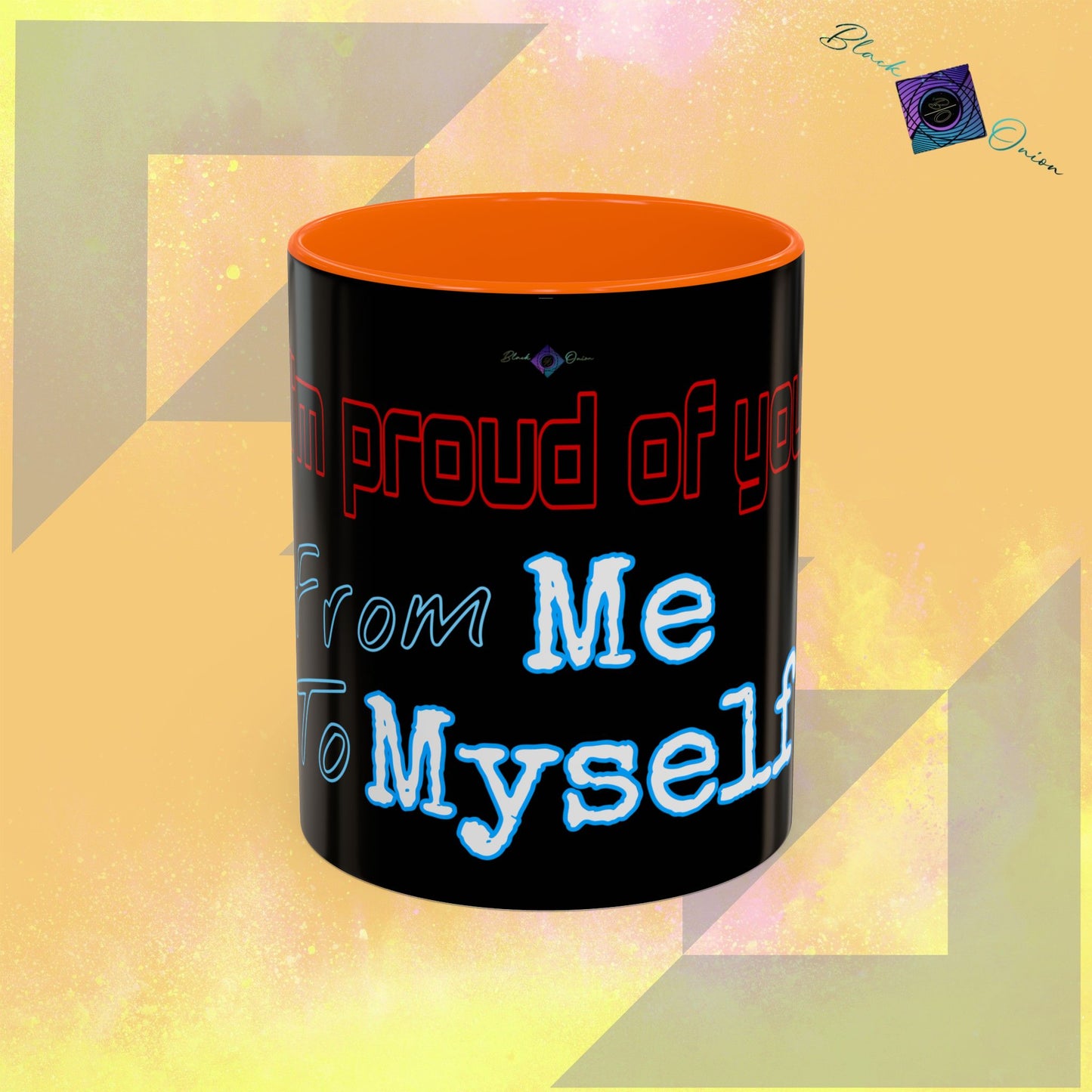 BlackOnion Coffee Mug - 11oz with workout motif ‘I’m proud of you’🔥💪🫵