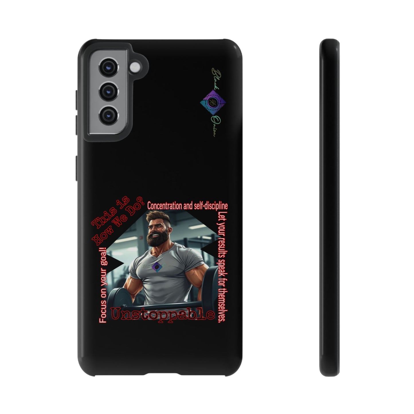 BlackOnion Brand New Phone Case - with Motivational Workout Motif’Unstoppable ‘💪🔥🫵