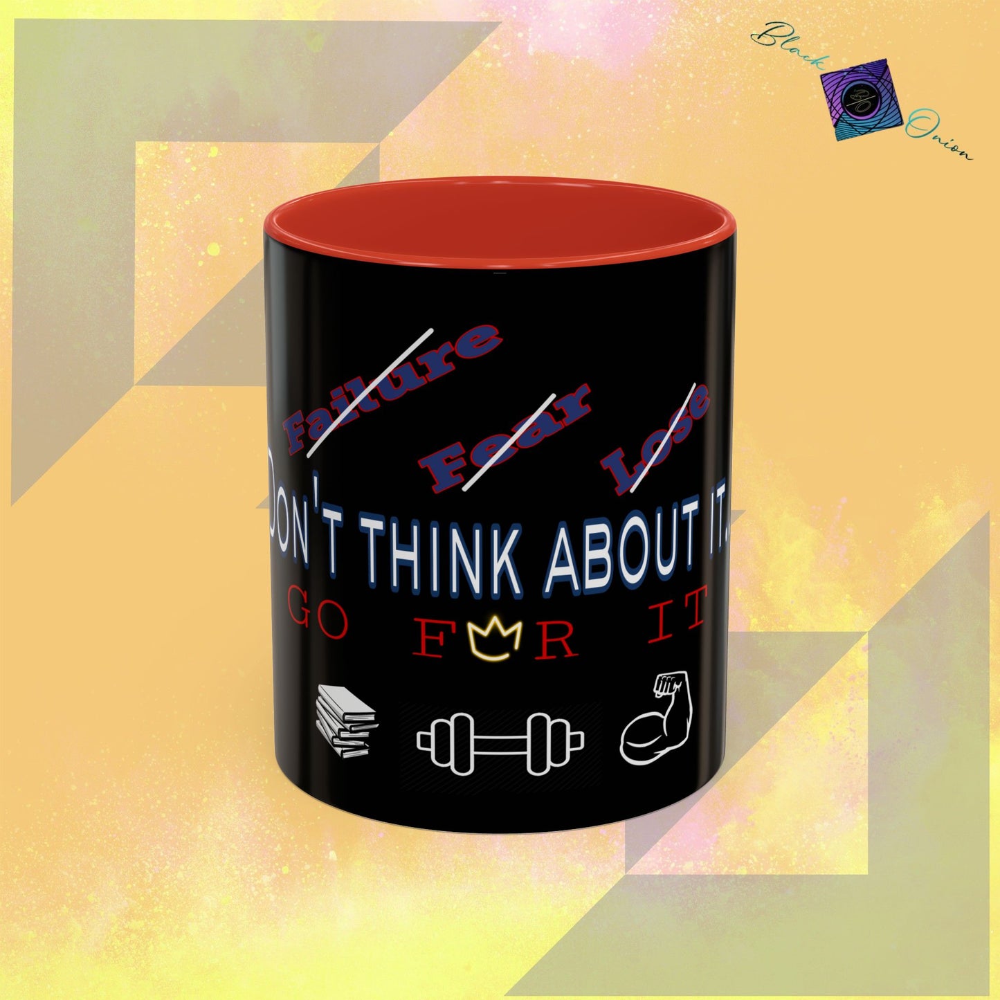 BlackOnion Coffee Mug - 11oz with workout motif ‘Don’t think about it’🔥💪🫵