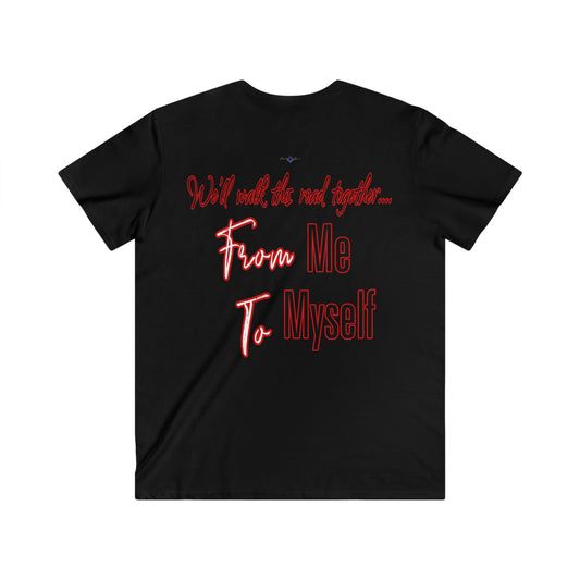 BlackOnion Men's V-Neck T-Shirt with Workout Motif ‘We’ll walk this road together’💪🔥🫵