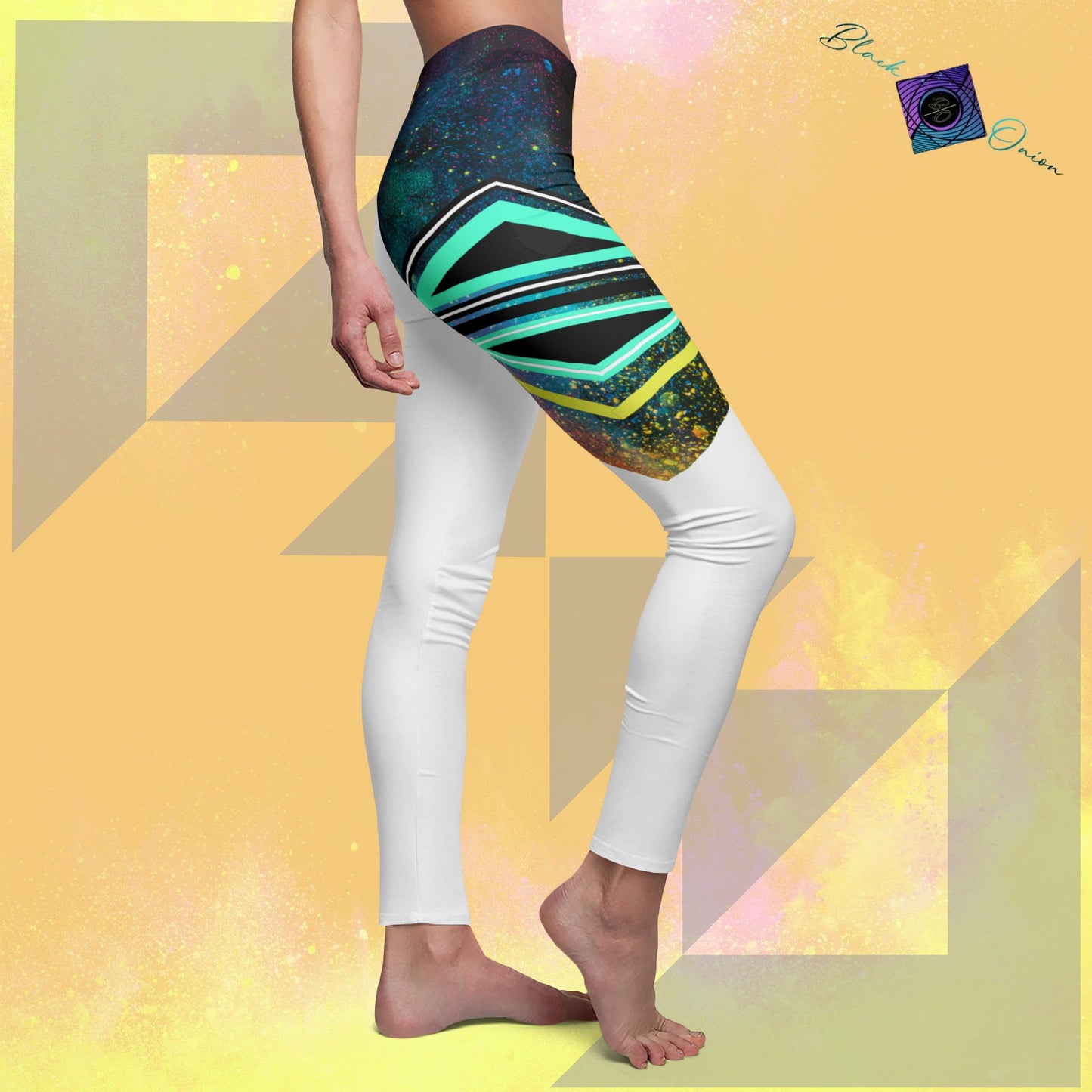 BlackOnion Stylish Women's Mid-rise Casual Leggings with Workout Motif 🌸💋❤️