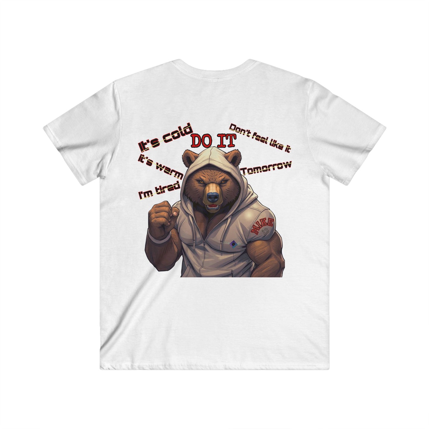 BlackOnion Men's V-Neck T-Shirt with Workout Motif ‘Mike 13’💪🔥🫵