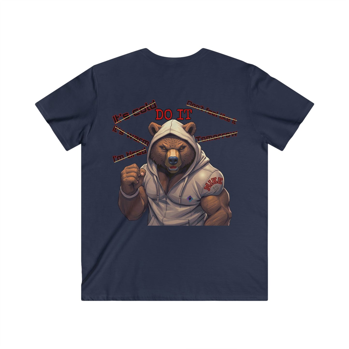 BlackOnion Men's V-Neck T-Shirt with Workout Motif ‘Mike 13’💪🔥🫵