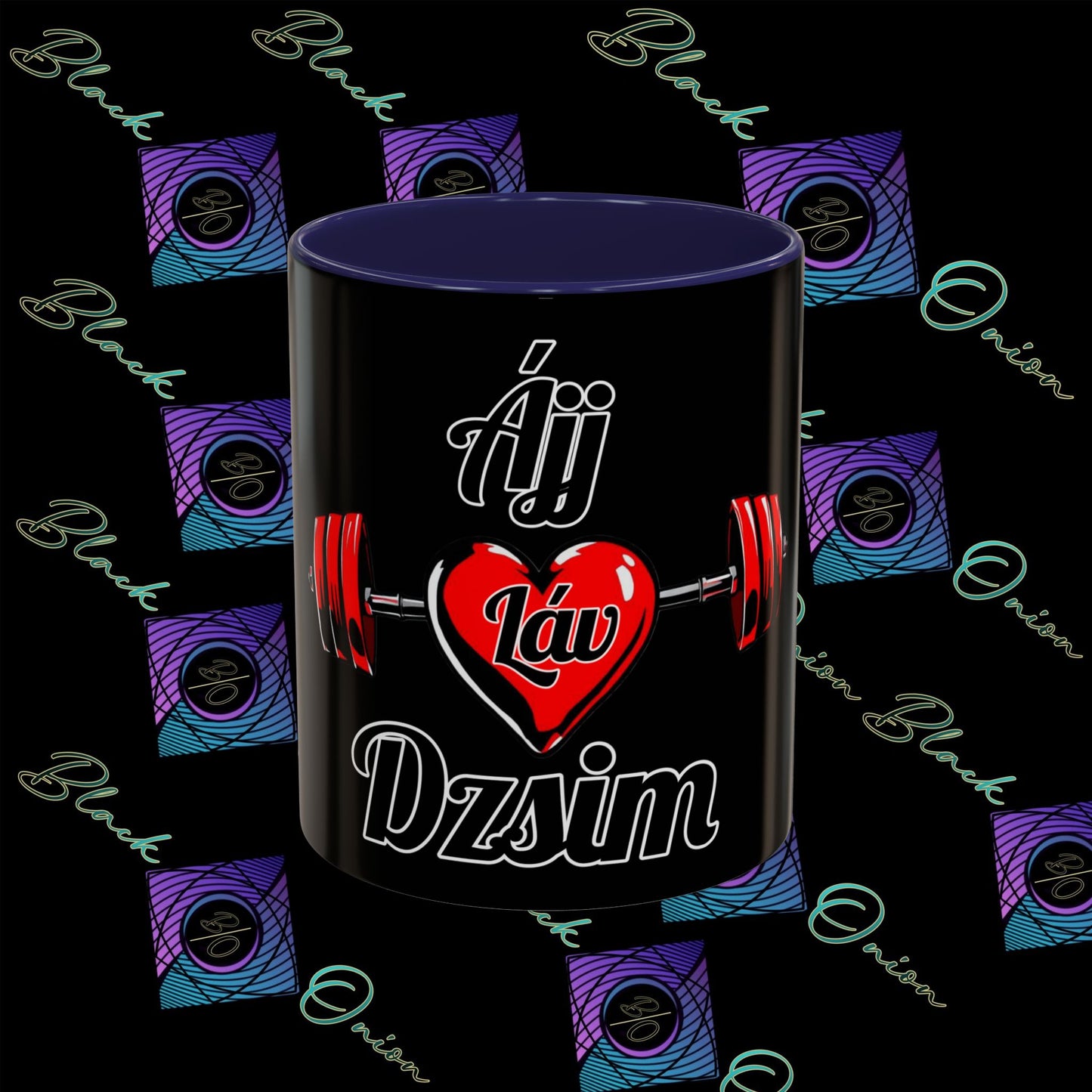 BlackOnion Coffee Mug - 11oz with Workout Motif ‘ÁjjLávDzsi’🔥💪🫵