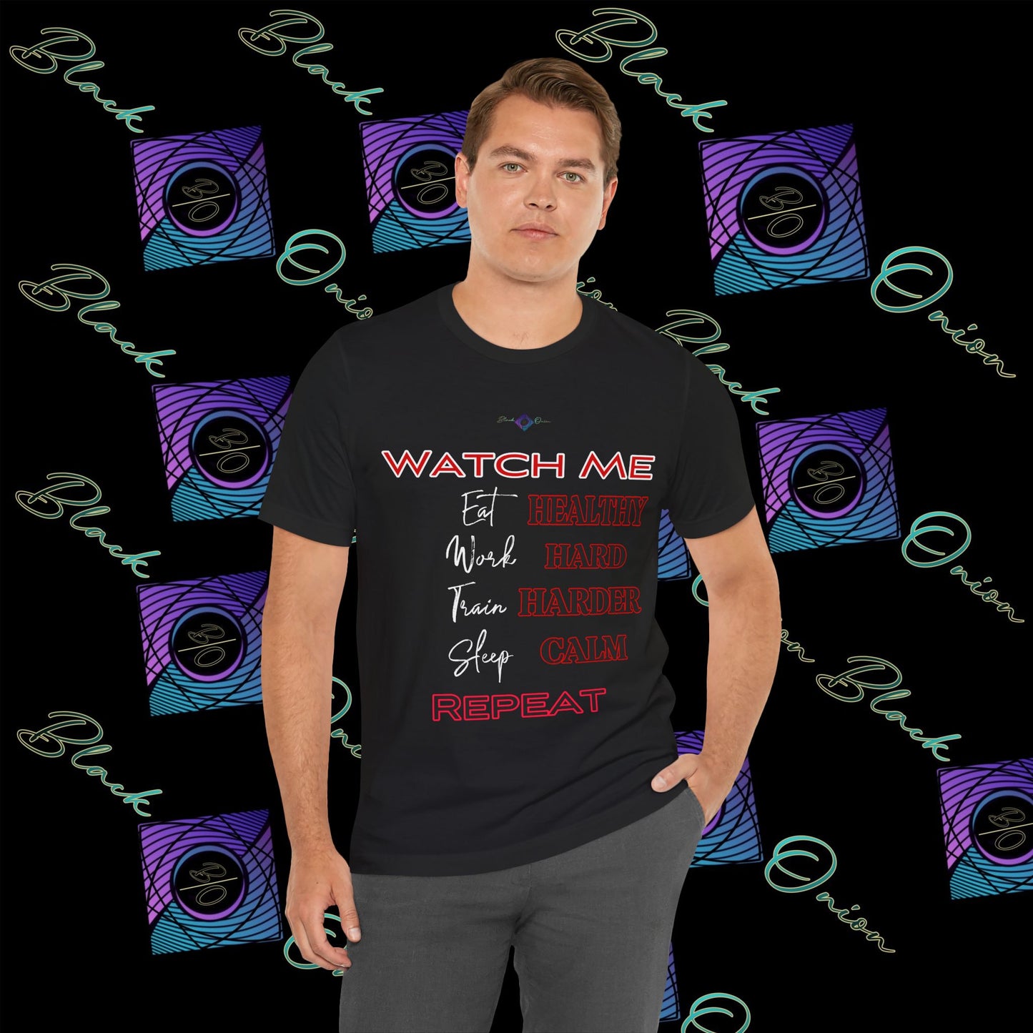 BlackOnion "Watch Me" T-Shirt with Workout Motif V2 💪🔥