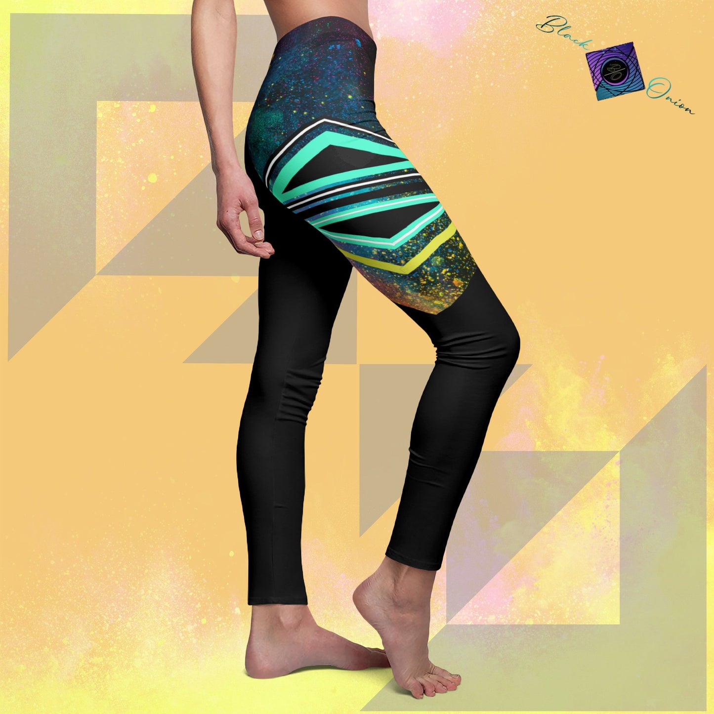 BlackOnion Stylish Women's Mid-rise Casual Leggings with Workout Motif 🌸💋❤️