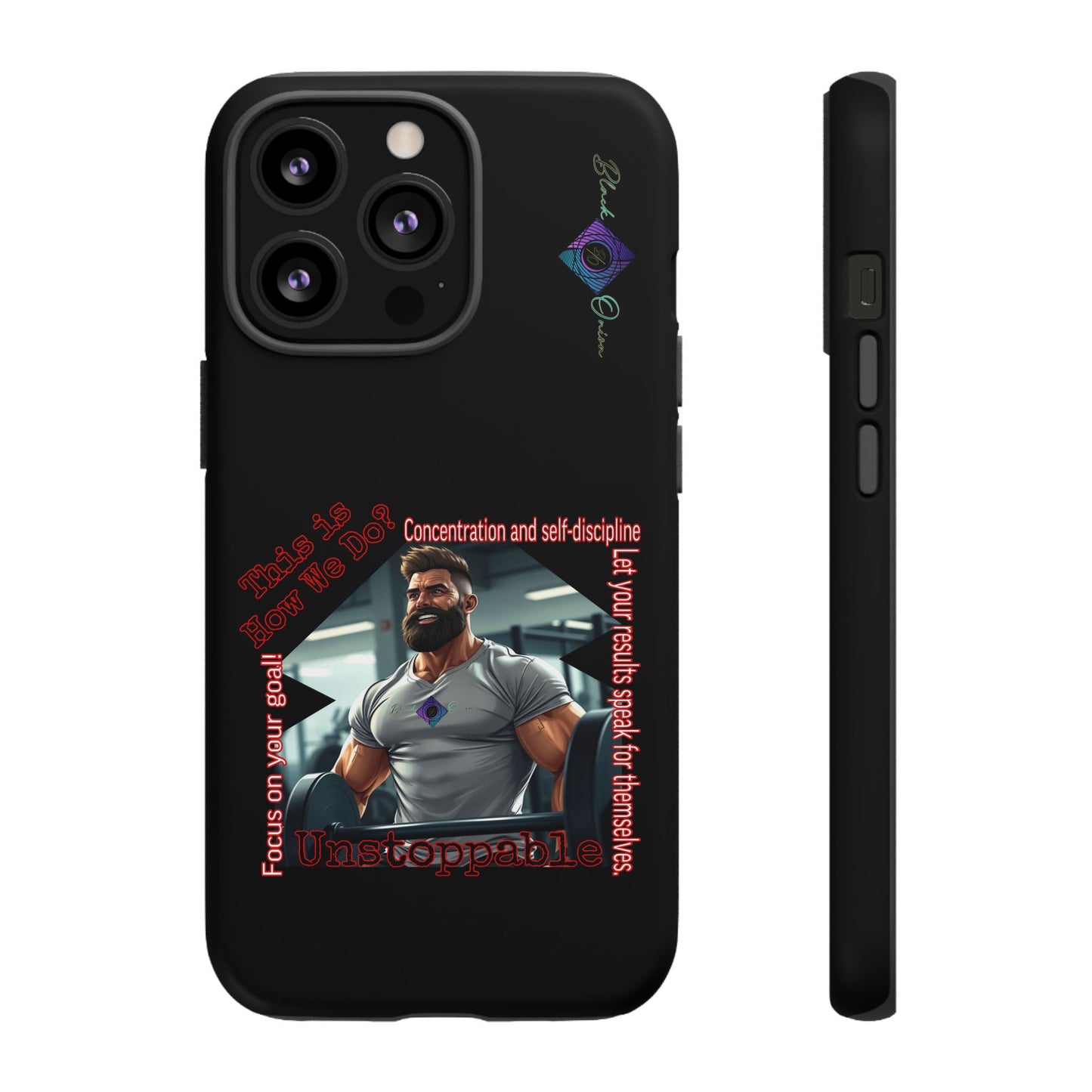 BlackOnion Brand New Phone Case - with Motivational Workout Motif’Unstoppable ‘💪🔥🫵