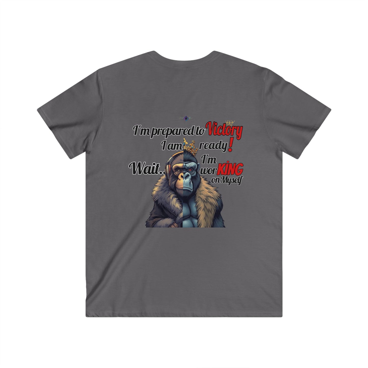 BlackOnion Men's V-Neck T-Shirt with Workout Motif ‘Victory👑’ 💪🔥🫵