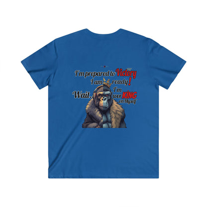BlackOnion Men's V-Neck T-Shirt with Workout Motif ‘Victory👑’ 💪🔥🫵