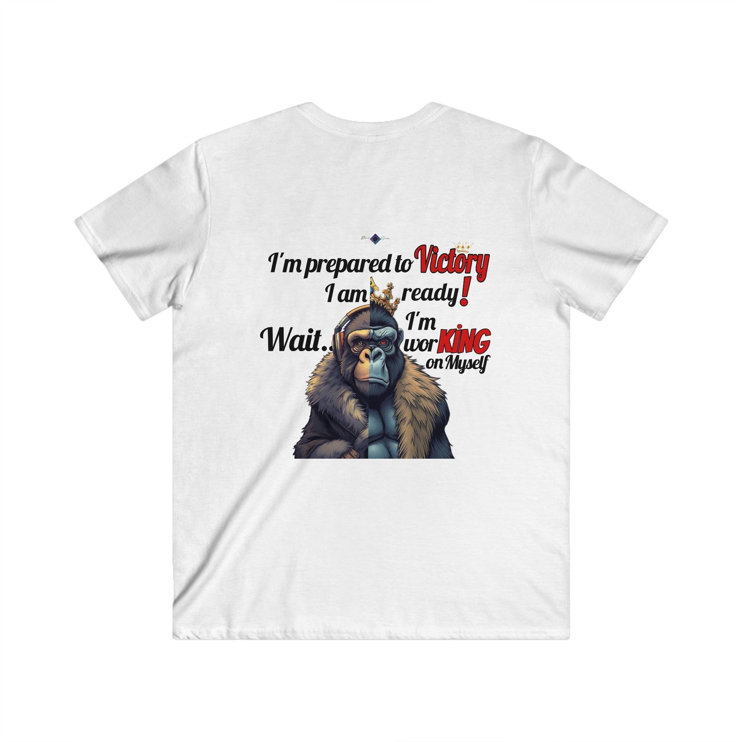 BlackOnion Men's V-Neck T-Shirt with Workout Motif ‘Victory👑’ 💪🔥🫵