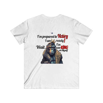 BlackOnion Men's V-Neck T-Shirt with Workout Motif ‘Victory👑’ 💪🔥🫵